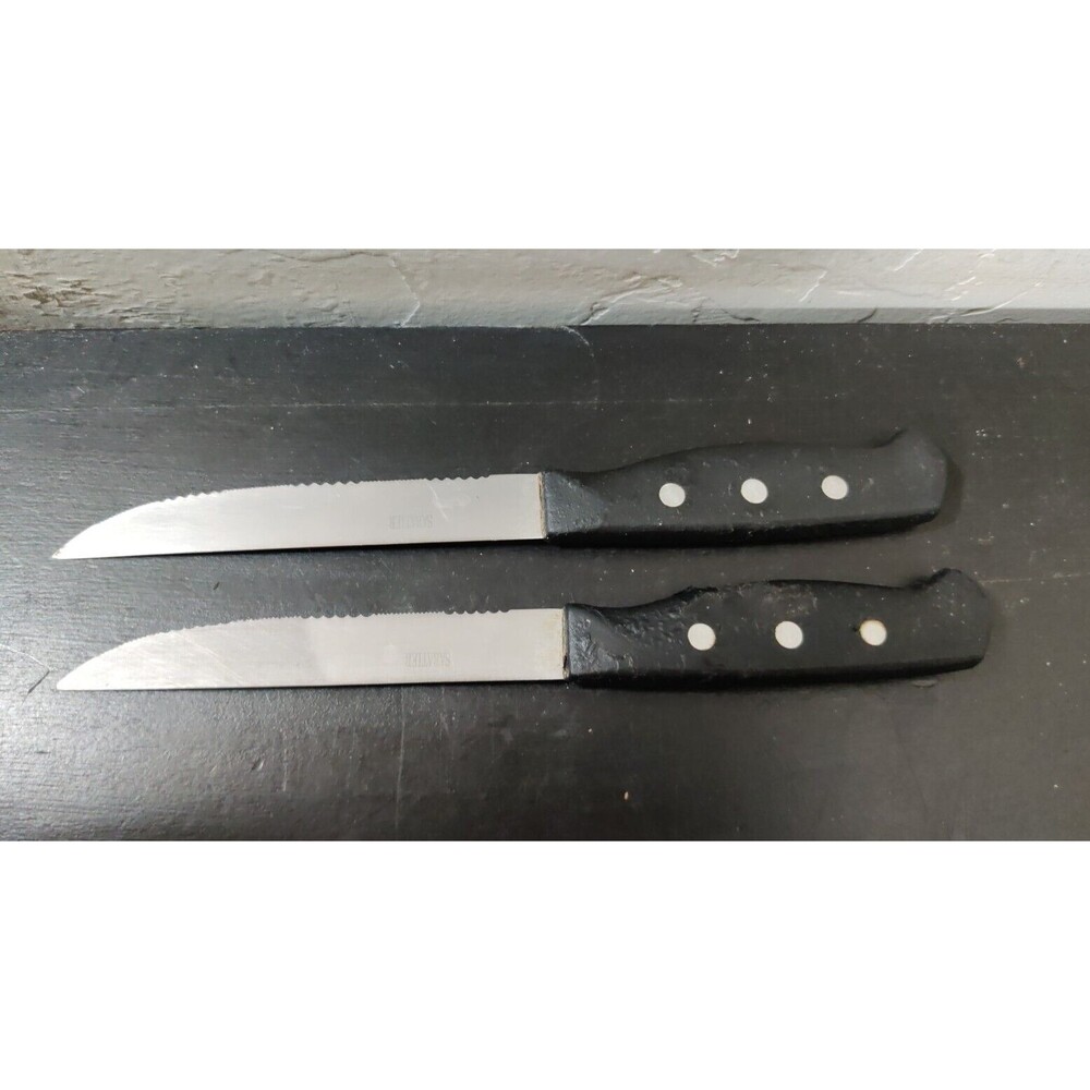 Lot Of 2 Vintage Sabatier 4.5" Serrated Steak Knife Knives Peeling Handles